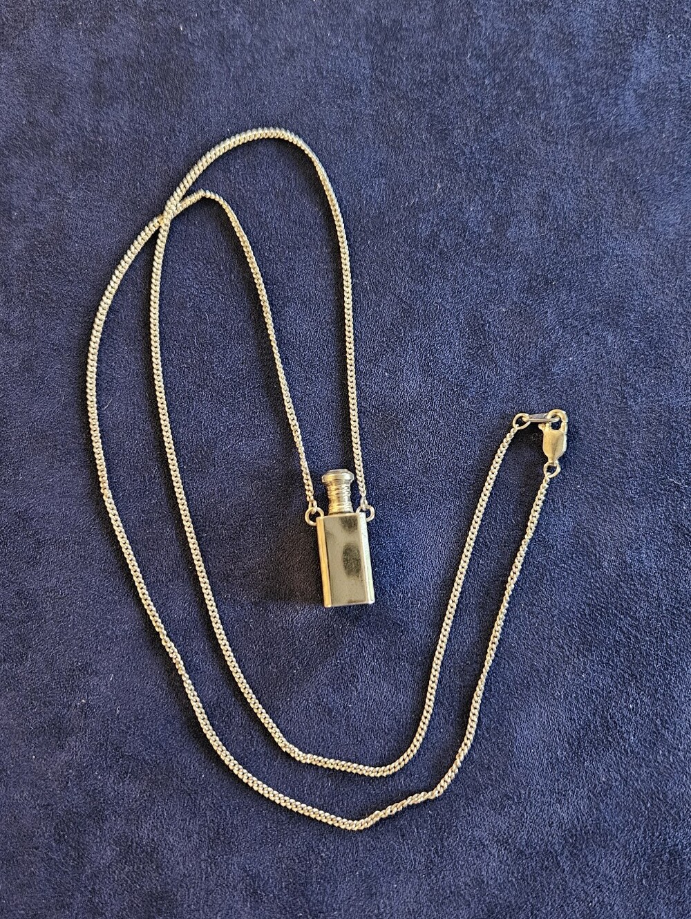 Estate 925 Sterling Silver Perfume Oil Canister Bottle Pendant Necklace
